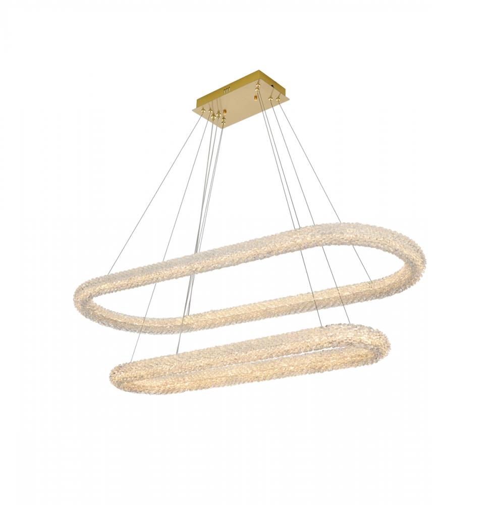 Bowen Hang L50.5"+L41" W20" H12"  LED 108W DIM 3CCT  Satin Gold