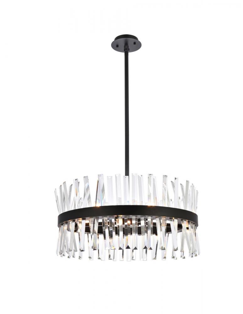 Serephina 25 inch crystal round pendant light in black