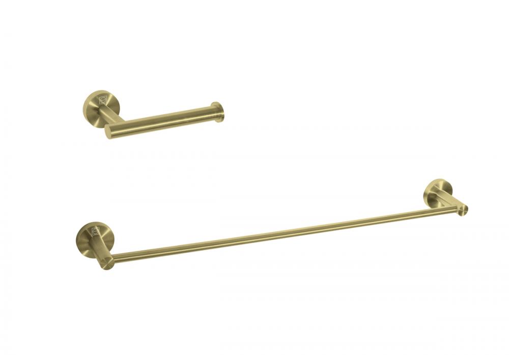Bathroom hardware set 24"x2.8"+6.2"x3.5" brushed gold