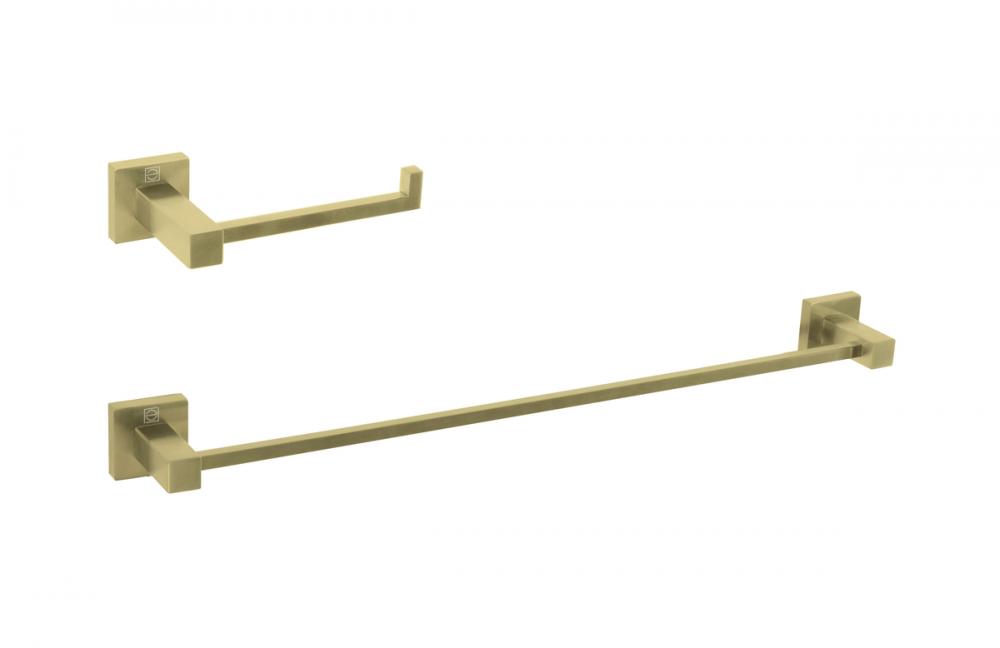 Bathroom hardware set 24"x2.7+6.6"x3.1" brushed gold