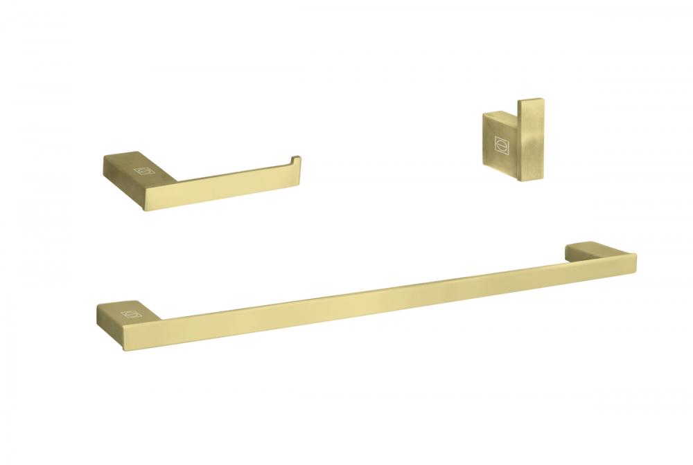 Bathroom hardware set 24"x2.9"+7"x2.9"+2.2"x1.5" brushed gold