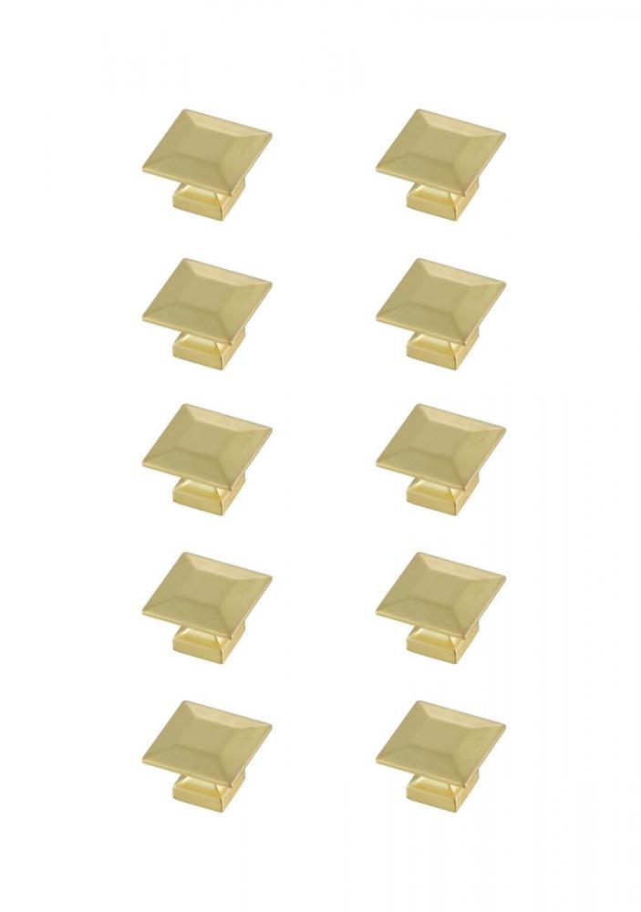 Cecil 1.3" Brushed Gold Square Knob Multipack (Set of 10)