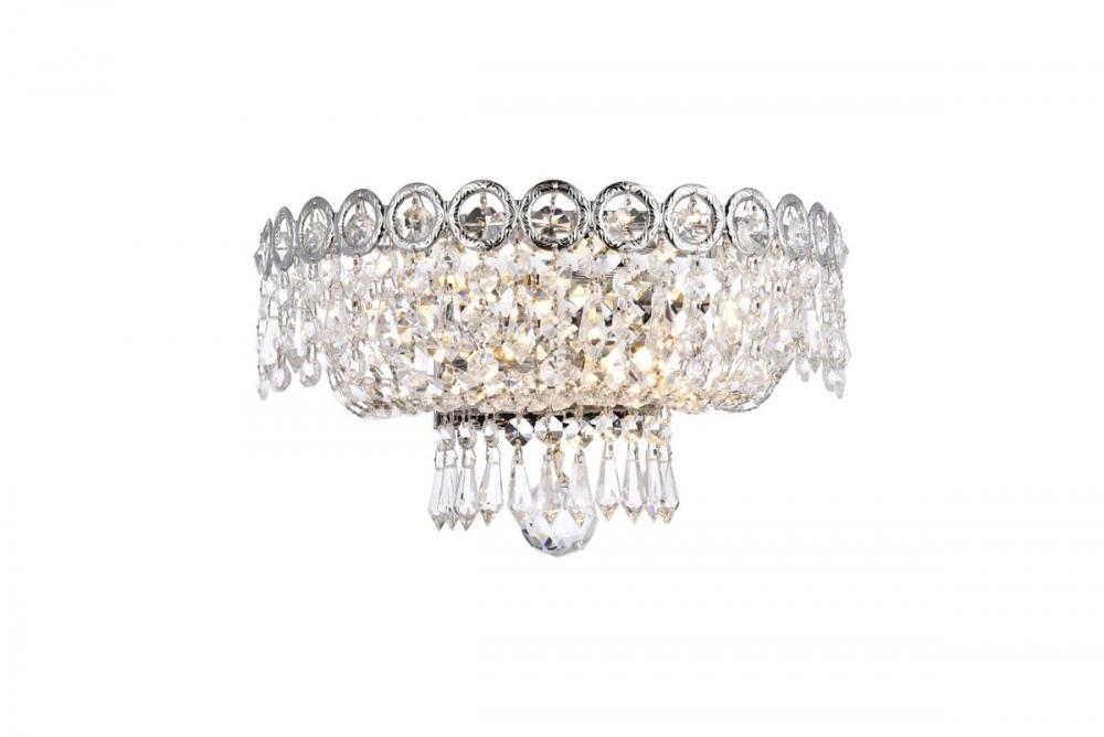 Century 2 light Chrome Wall Sconce Clear Royal Cut Crystal