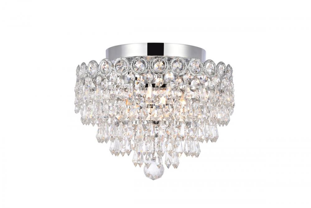 Century 4 light Chrome Flush Mount Clear Royal Cut Crystal