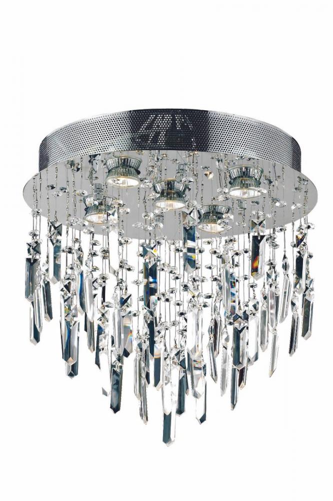 Galaxy 5 light Chrome Flush Mount Clear Royal Cut Crystal