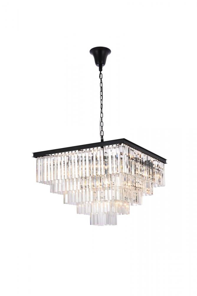 Sydney 34 inch square crystal chandelier in matte black