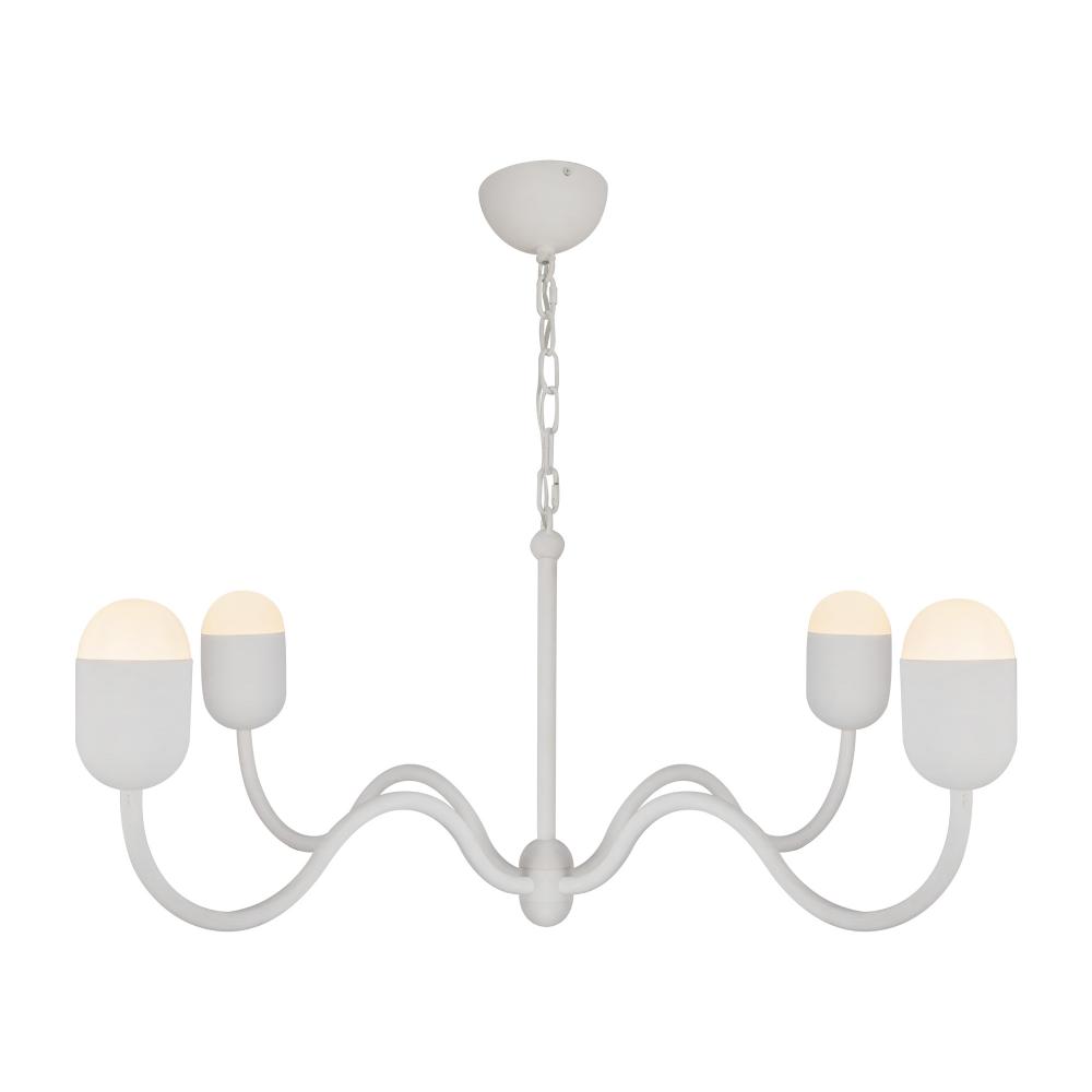 Effie 39-in Antique White/Opal Glass Socket Chandelier