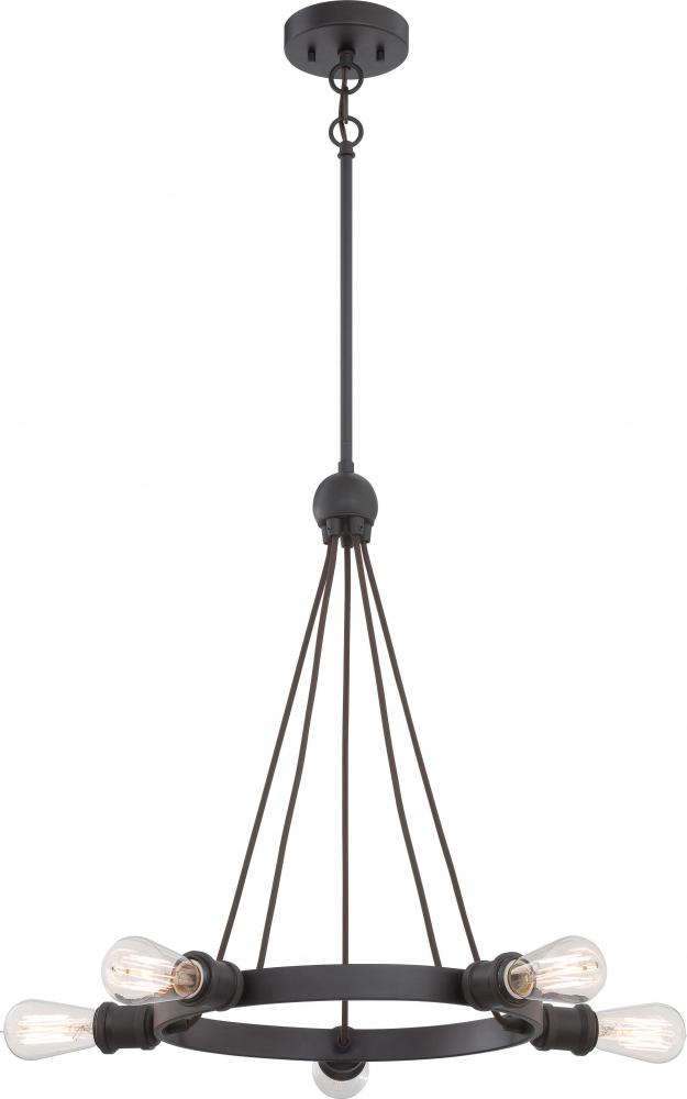 Paxton - 5 Light Chandelier - Aged Bronze Finish