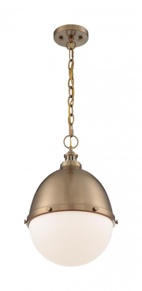 Ronan - 1 Light Pendant with Opal Glass - Burnished Brass Finish