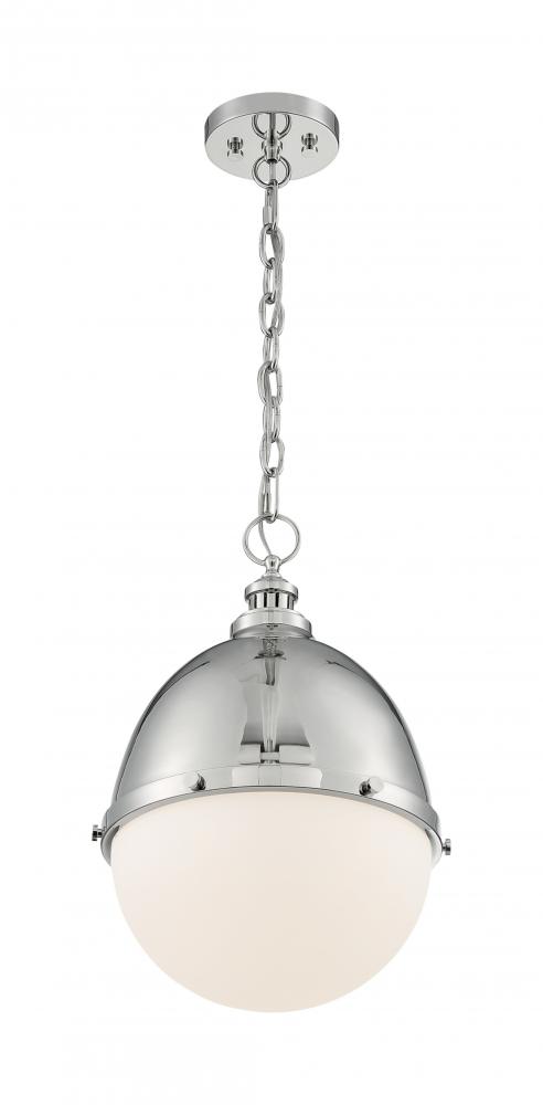 Ronan - 1 Light Pendant with Opal Glass - Polished Nickel Finish