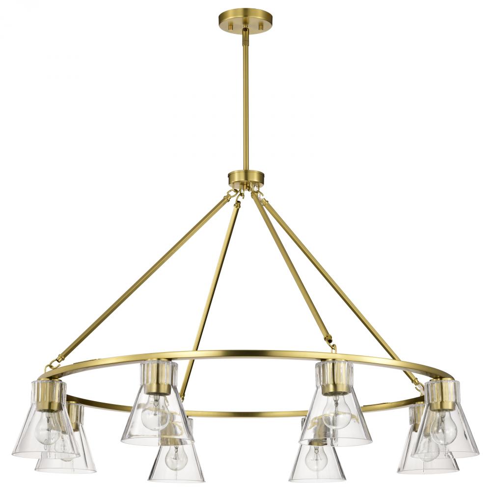 Gianna; 8 Light Chandelier; Vintage Brass Finish; Clear Glass