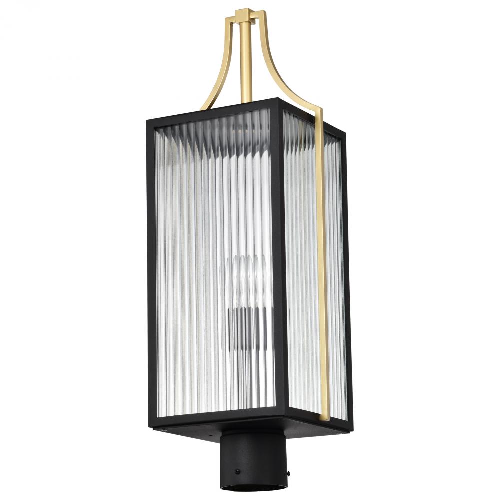 Holden; Outdoor Post Lantern; Gold and Black Finish; Clear Glass