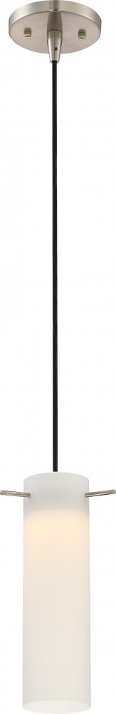Pulse - LED Mini Pendant with White Opal Glass - Brushed Nickel Finish