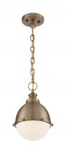 Nuvo 60/7029 - Ronan - 1 Light Pendant with Opal Glass - Burnished Brass Finish