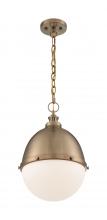 Nuvo 60/7039 - Ronan - 1 Light Pendant with Opal Glass - Burnished Brass Finish