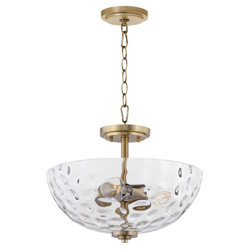 ADAMS 15" CLEAR/HAMMERED DUAL MOUNT - AGED BRASS