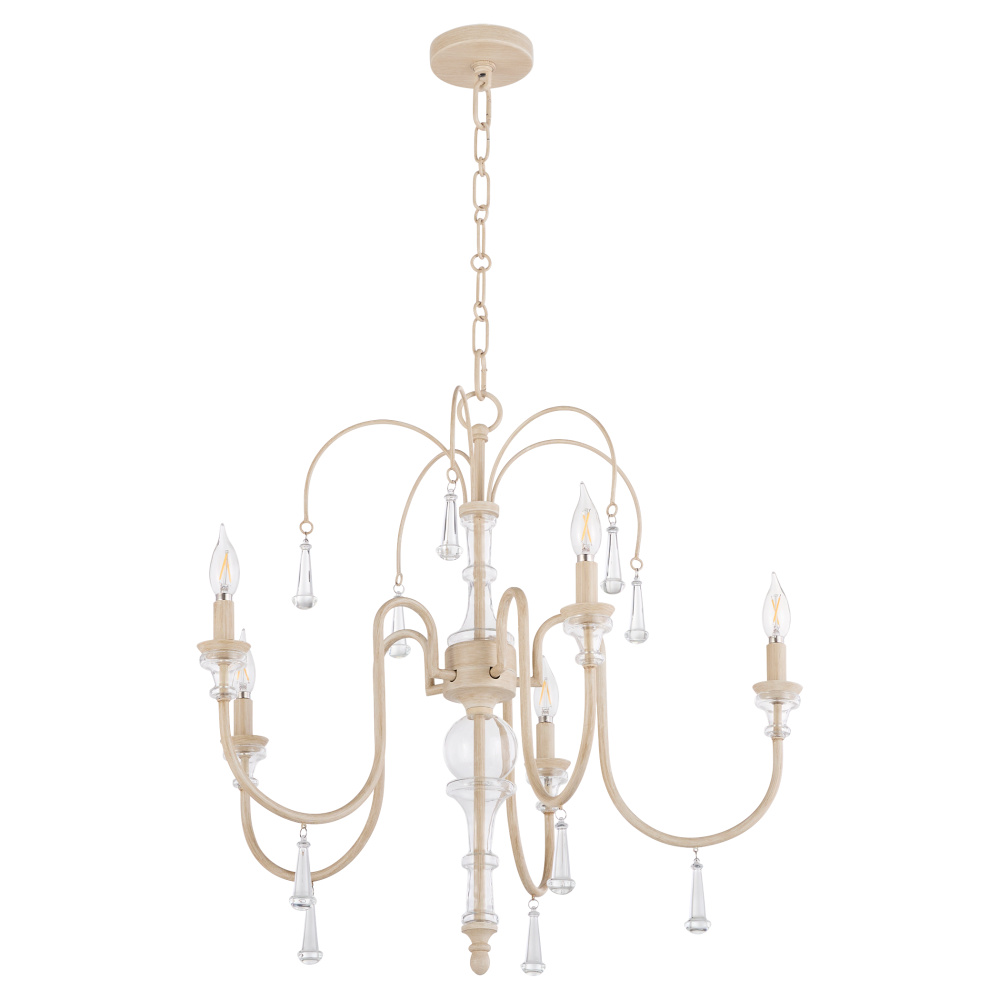 CLASICA 5 LIGHT CHANDELIER - WASHED OAK