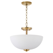 Quorum 2800-15-180 - ADAMS 15" SATIN OPAL DUAL MOUNT - AGED BRASS