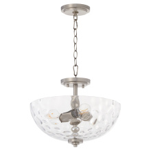 Quorum 2800-15-265 - ADAMS 15" CLEAR/HAMMERED DUAL MOUNT - SATIN NICKEL