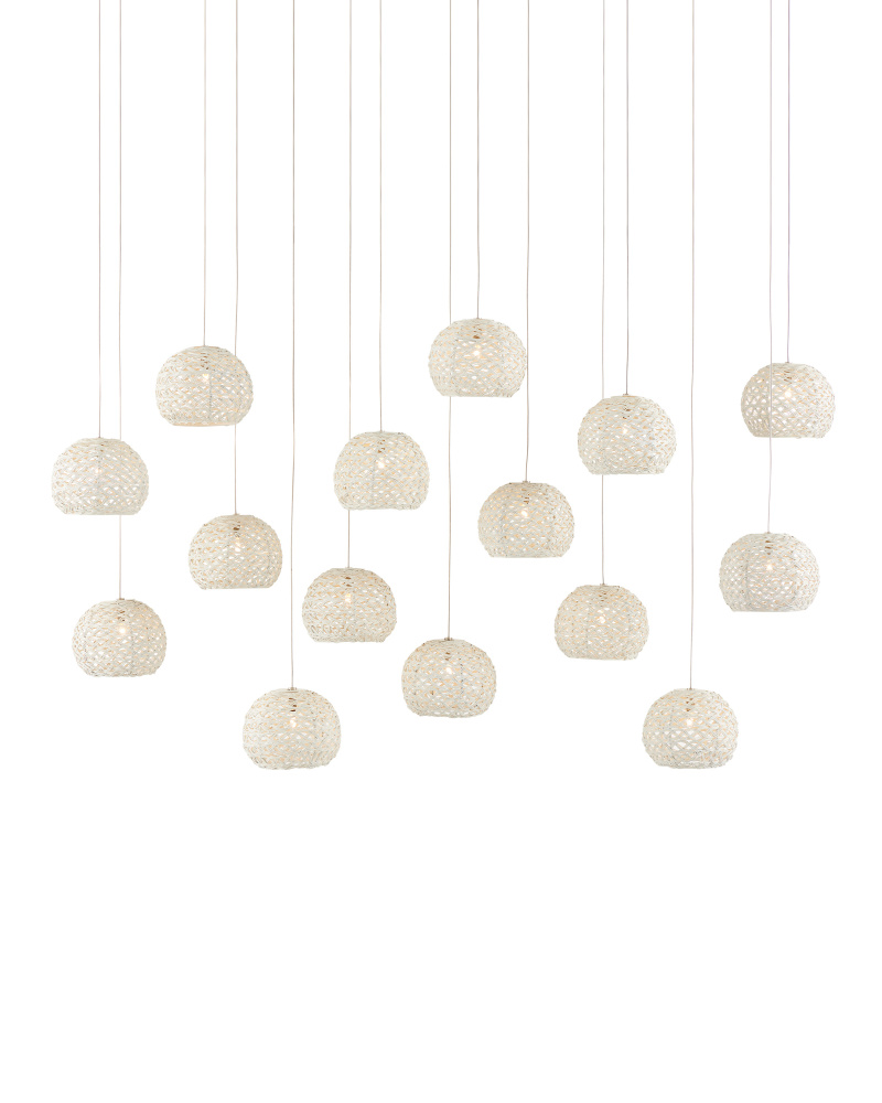 Piero White 15-Light Linear Multi-Drop Pendant