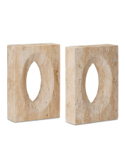 Currey 1200-0774 - Demi Travertine Bookends Set of 2