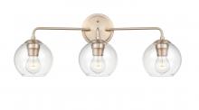 Affinity AV3-AB-RC - Artemis 3 light vanity, brass, round clear