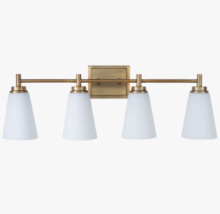 Affinity KV4-AB-CNF - Gable 4 light vanity, brass, cone frosted